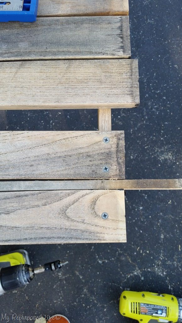 scrap wood for spacing seat slats