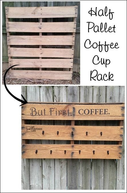 How to Make a half pallet coffee cup rack MyRepurposedLife.com