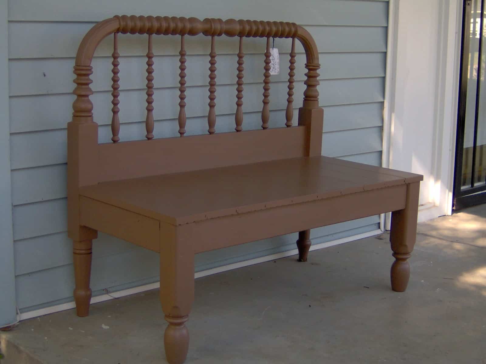 brown spool bed bench