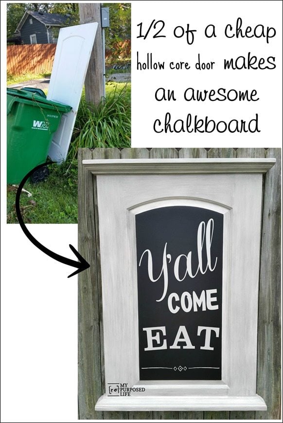 one half of a cheap hollow core door makes an awesome chalkboard MyRepurposedLife.com