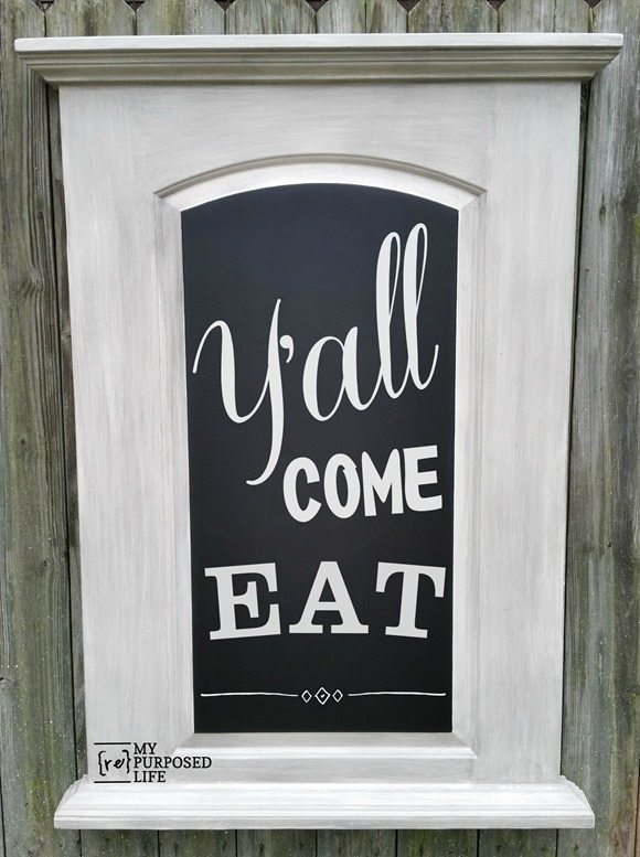 repurposed door chalkboard y'all come eat MyRepurposedLife.com