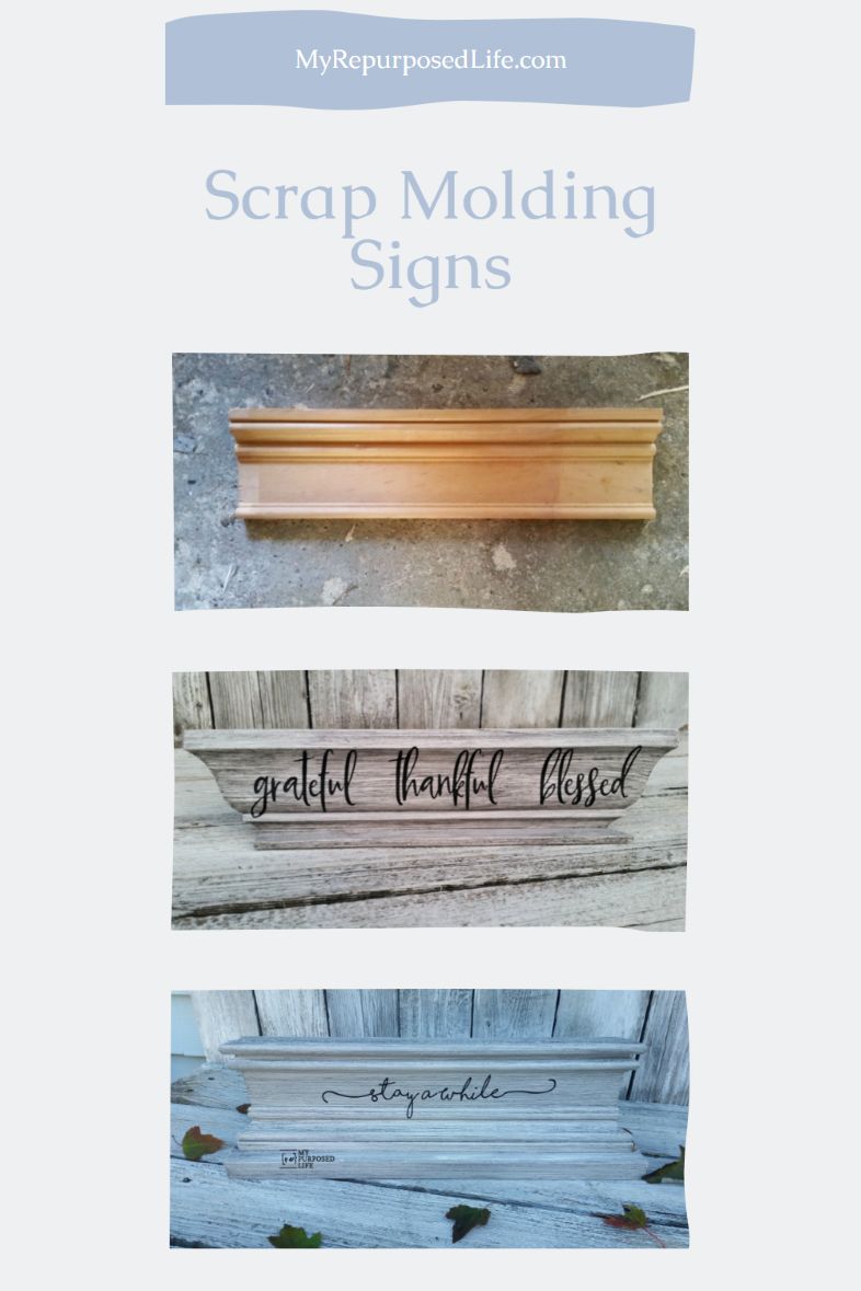 Use scrap pieces of molding or trim to make unique home decor signs, or even a desk plaque for your business. via @repurposedlife