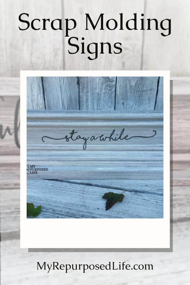 Use scrap pieces of molding or trim to make unique home decor signs, or even a desk plaque for your business. via @repurposedlife