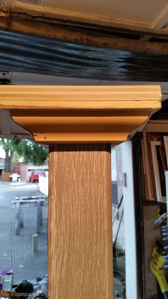 second try top cap for porch post coat rack