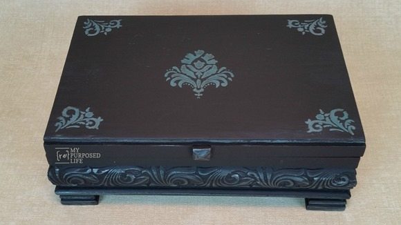 small black wooden trinket keepsake box 