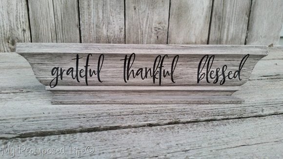small grateful thankful blessed sign made from crown molding