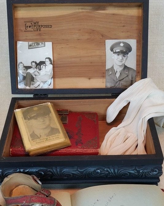 wooden keepsake box of treasures MyRepurposedLife.com