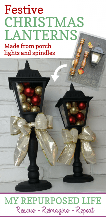 DIY Christmas Lanterns made from Porch Lights - My Repurposed Life®