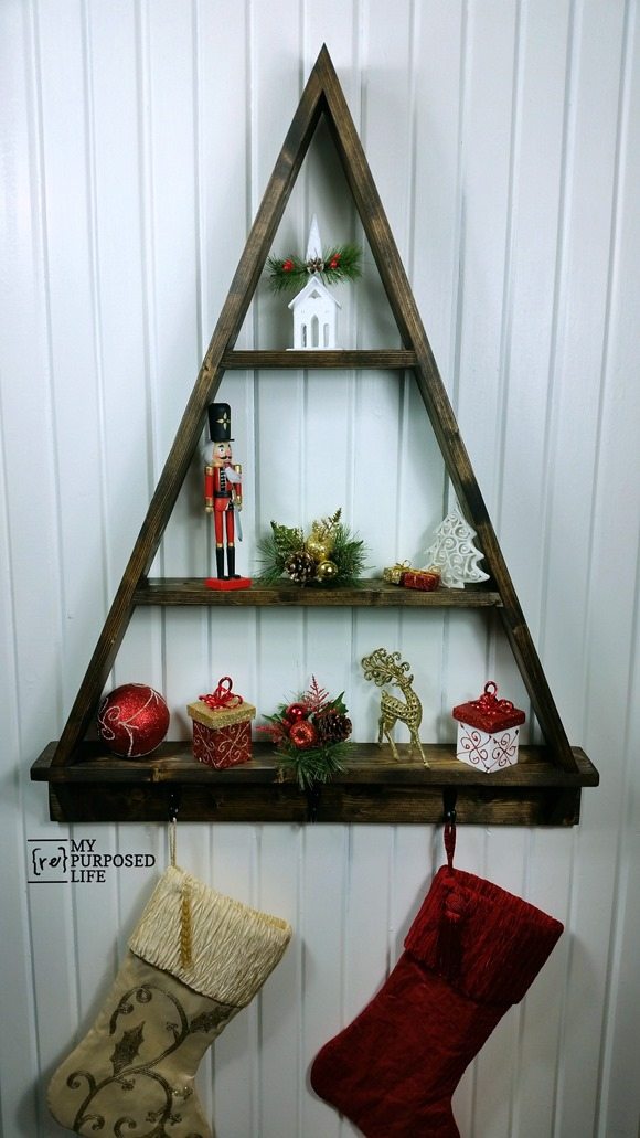 diy Holiday Tree Shelf for Christmas MyRepurposedLife