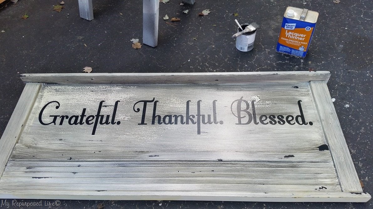 gray glazed headboard sign grateful thankful blessed