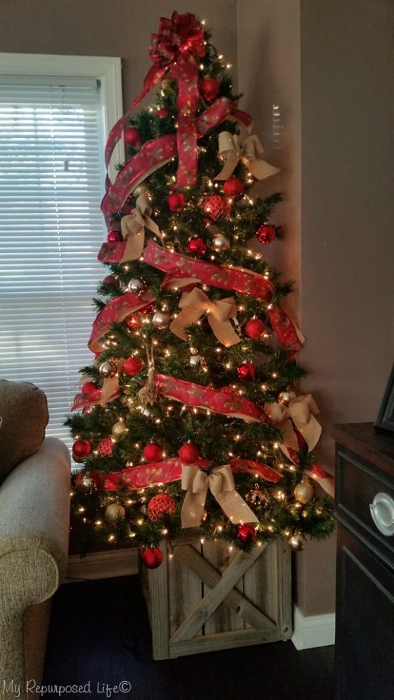 Christmas Tree Stand Box | Folds Flat for Storage - My Repurposed Life® Rescue Re-imagine Repeat