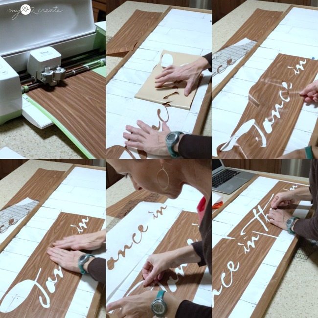 cutting a stencil out of contact paper on a cricut