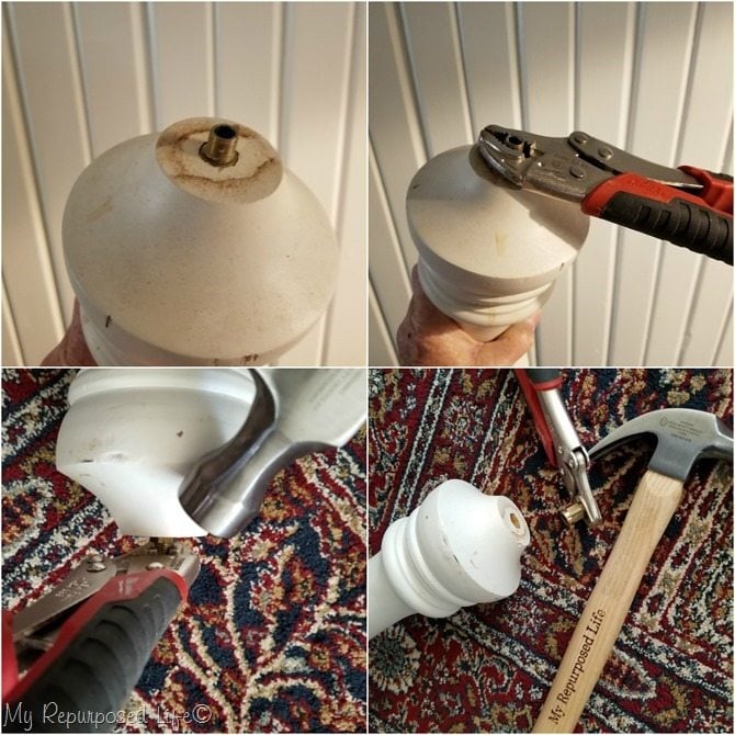 how to remove a stubborn part on a lamp