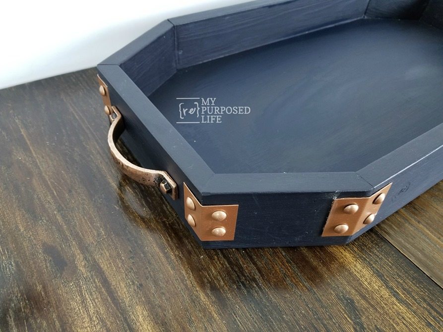 octagon tray with copper accents MyRepurposedLife.com