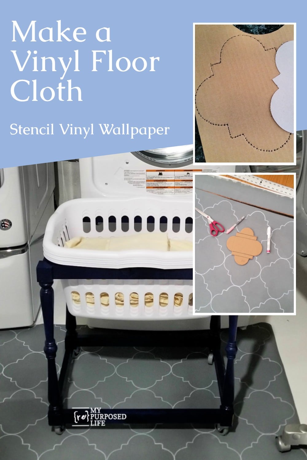 create s stenciled floorcloth via @repurposedlife