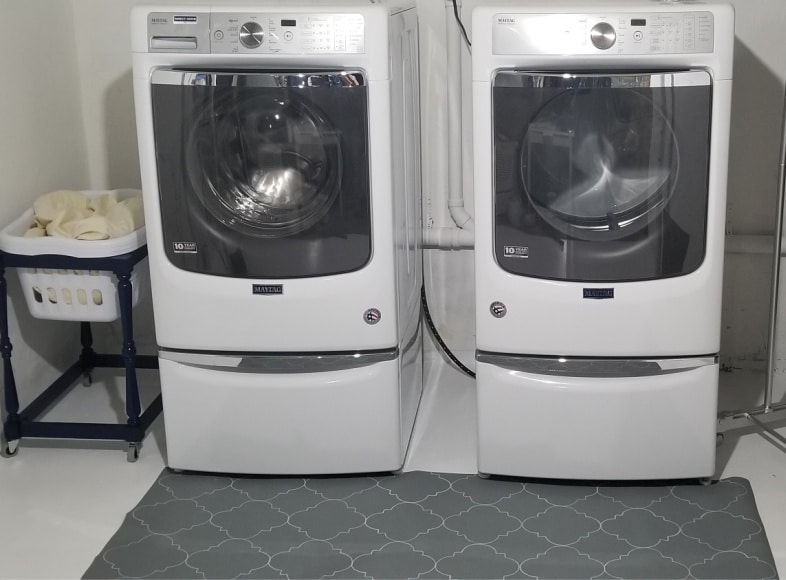 laundry room stenciled rug