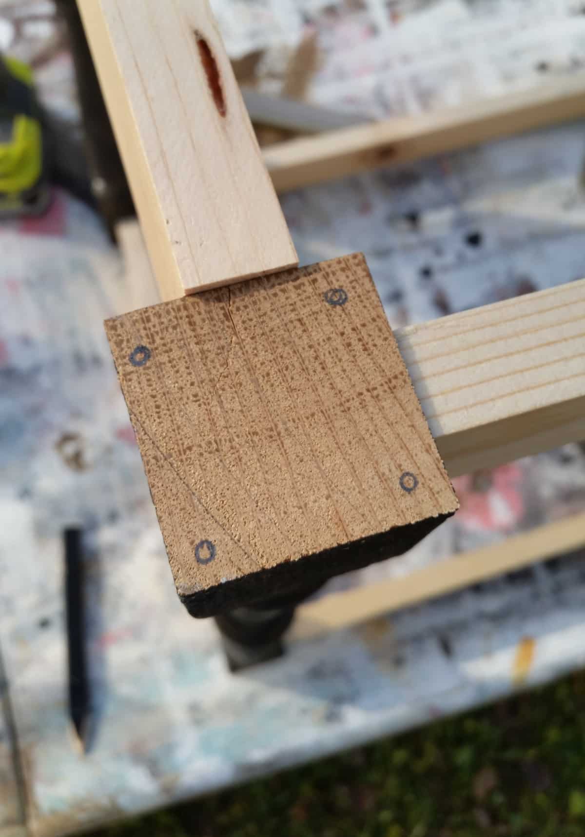 mark holes for wheels