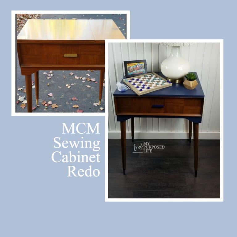 Navy Blue Sewing Cabinet Makeover