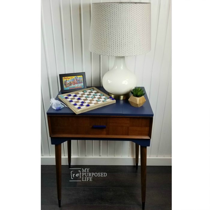 Navy Blue Sewing Cabinet Makeover