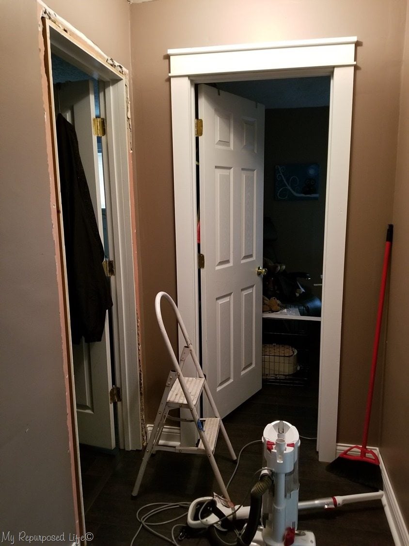 removing old door trim cleanup for craftsman style door trim