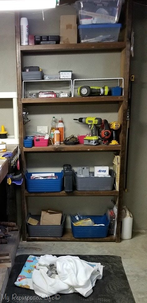 utility storage shelf basement shop