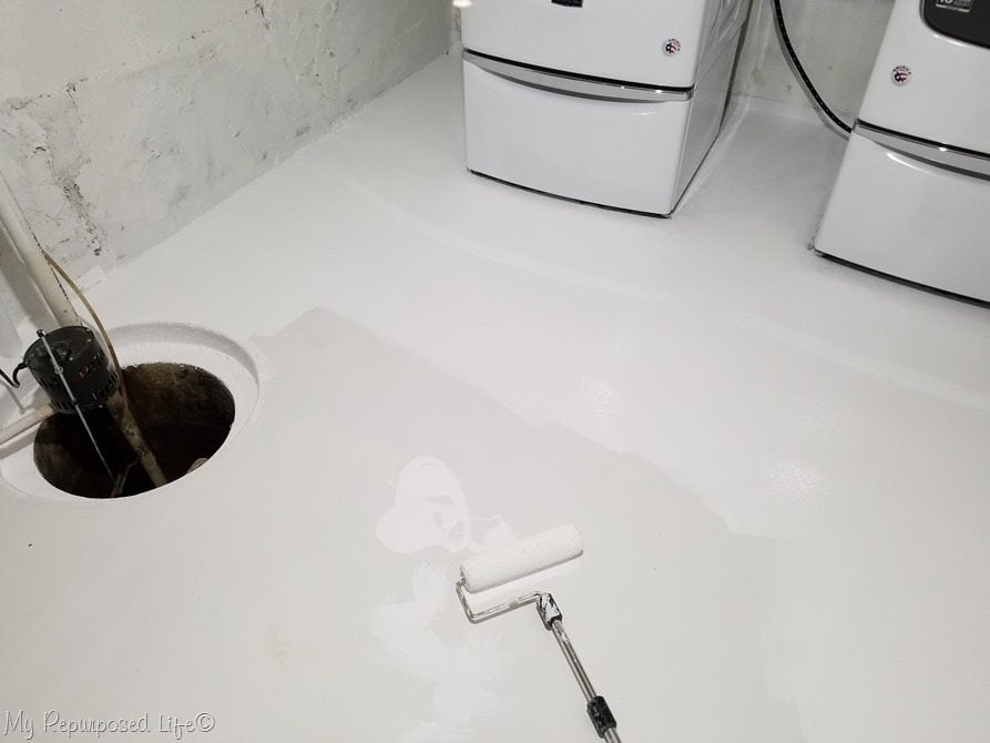 white sem-gloss paint for basement floor