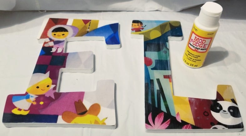apply decoupage to wooden letters