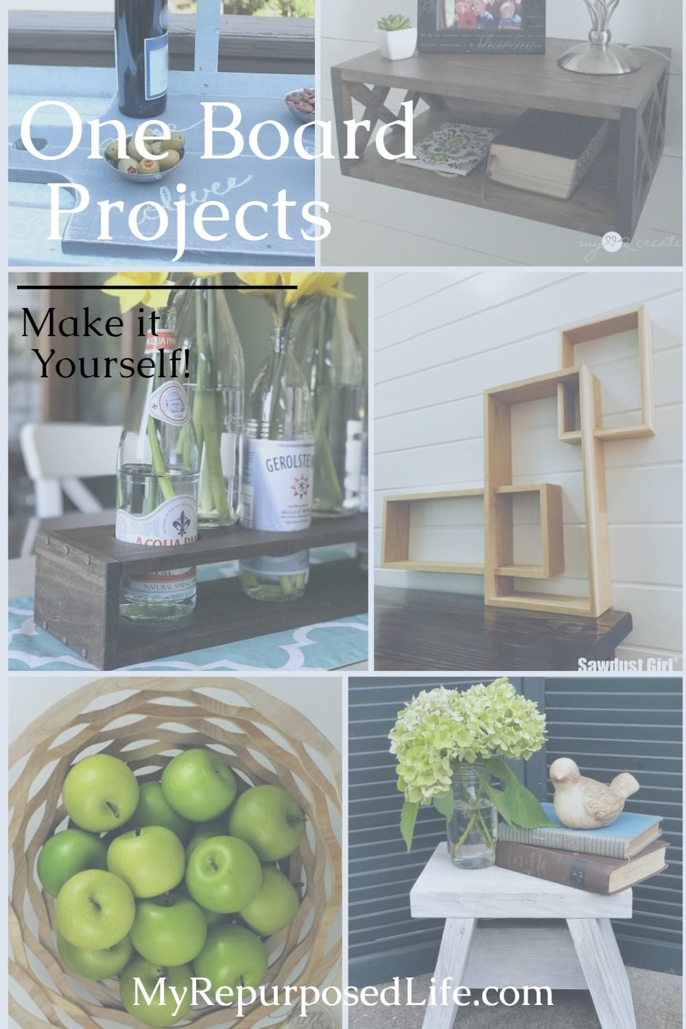 Here's a great collection of one board projects to inspire you to DIY. Ideas to make projects out of a single board. What will you make? #MyRepurposedLife #oneboard via @repurposedlife