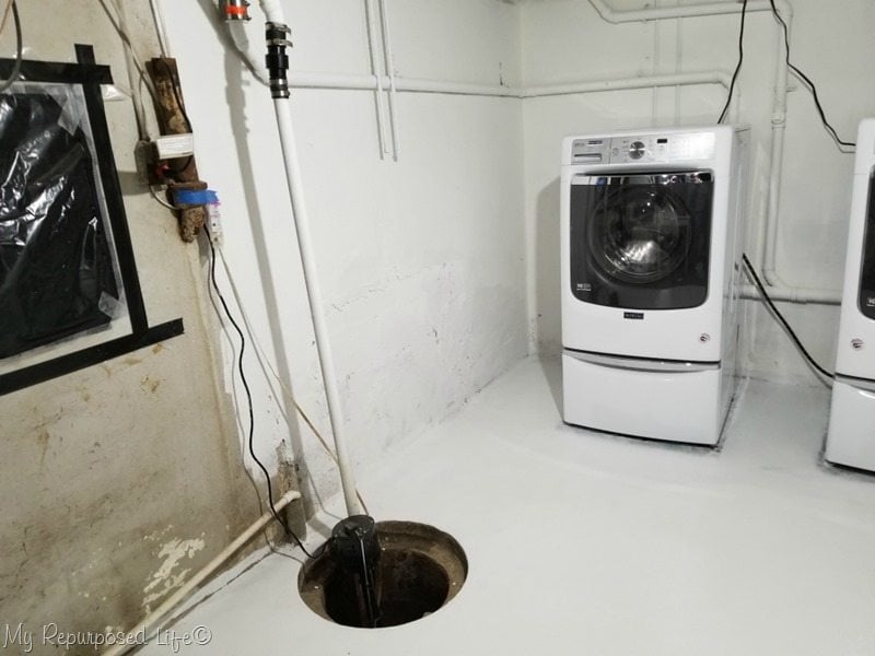 disguise sump pump basement laundry