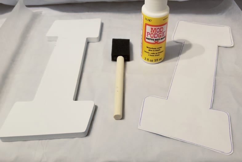 wooden letter traced onto paper