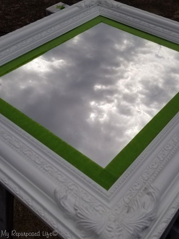 apply painters tape to beveled mirror