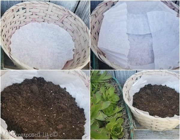 line wicker basket with extra large coffee filters