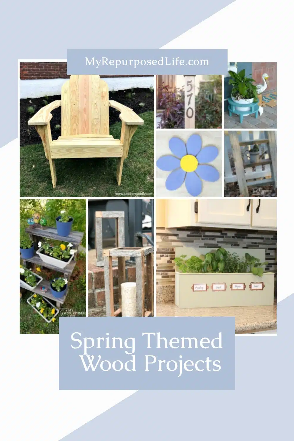 This collection of spring themed wood projects will inspire you to DIY. These projects have tutorials and many can be made in an afternoon. #MyRepurposedLife via @repurposedlife