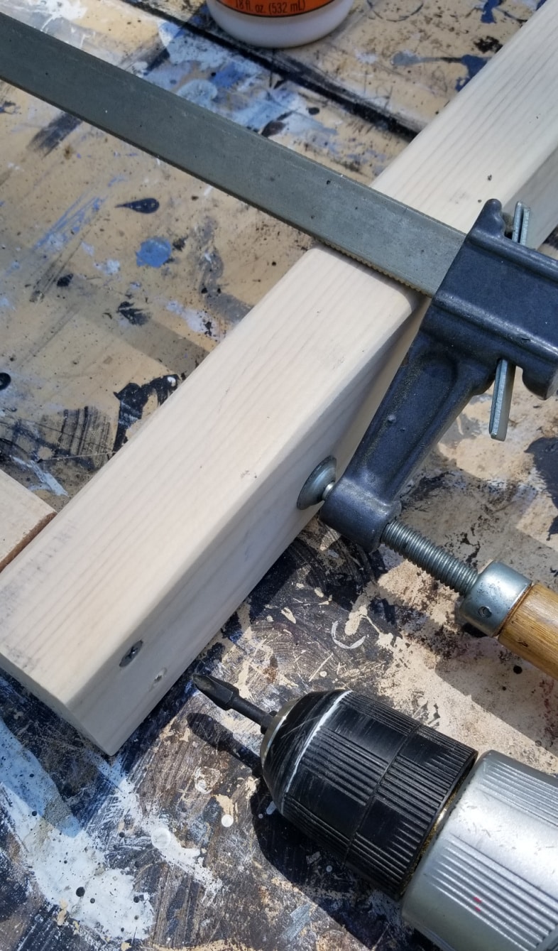 clamp table skirt secure with wood screws