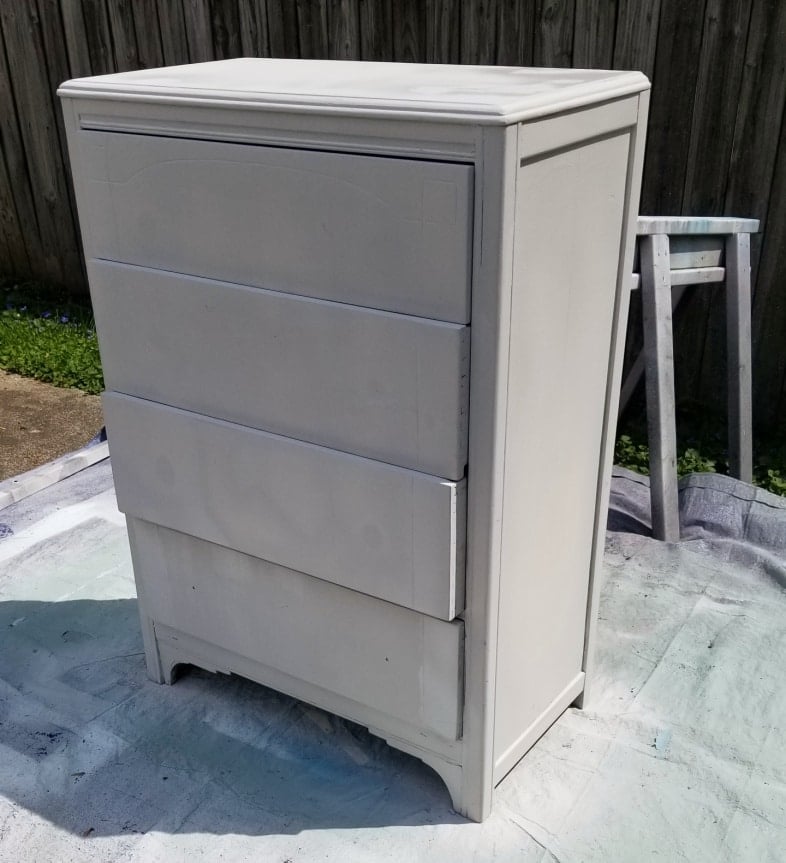 dresser after primer coat of paint