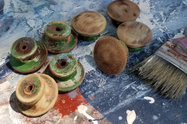 original wood knobs from dresser