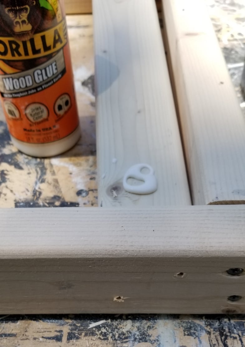 pre-drill holes for table legs use wood glue