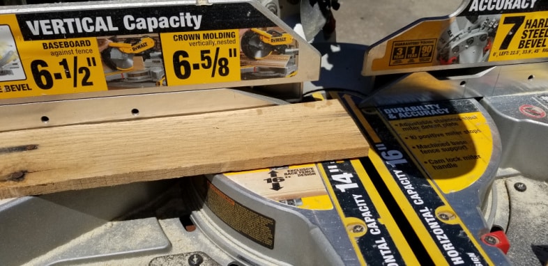 trim pallet boards on miter saw