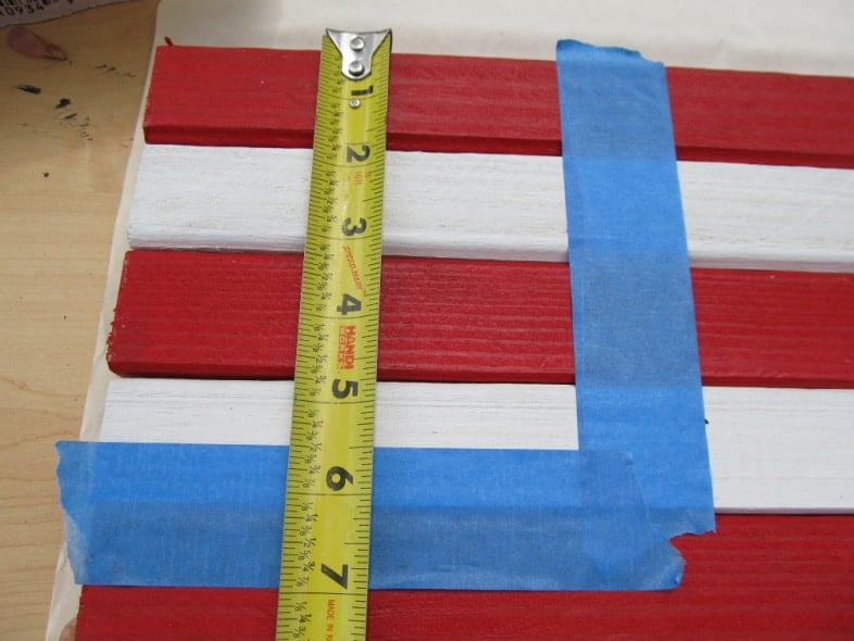 use painter's tape to section the blue