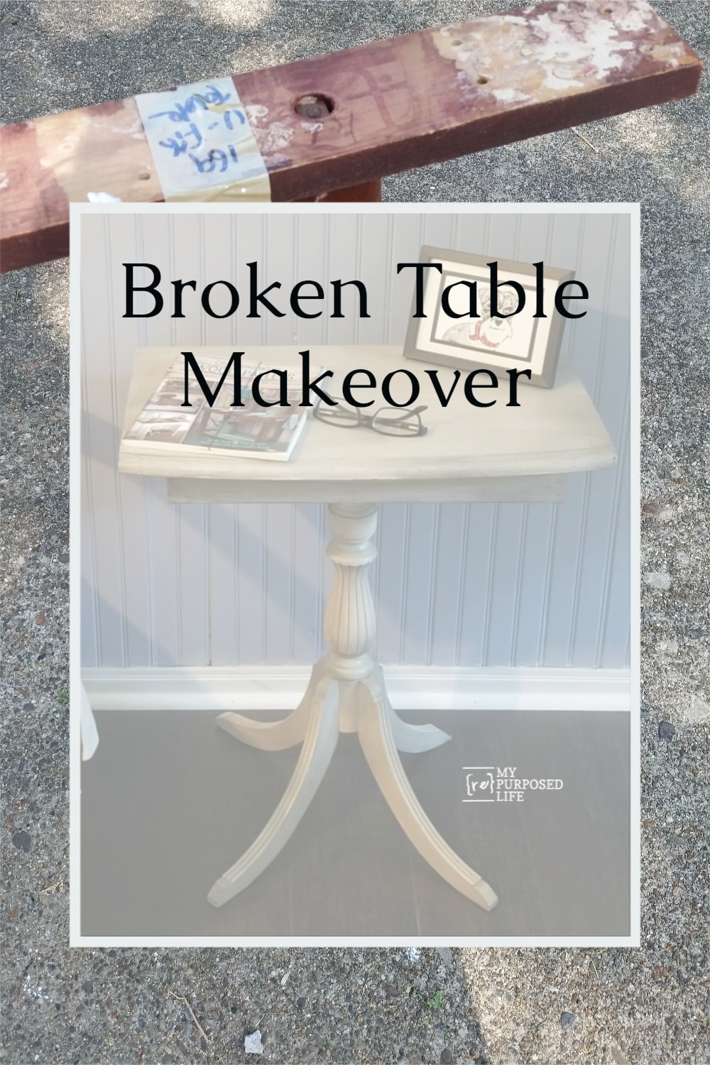 Using parts of two different table, I put a new top on the broken claw foot table. After a little paint and glaze it's ready for it's new home. A cute little four legged claw foot table perfect for any small space. #MyRepurposedLife #repurposed #upcycle #clawfoot #table #diy #makeover via @repurposedlife