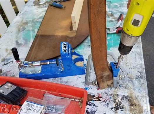 drill pocket holes in table leg