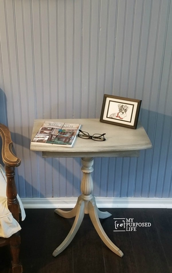 glaze painted furniture such as this small four legged side table redo MyRepurposedLife.com