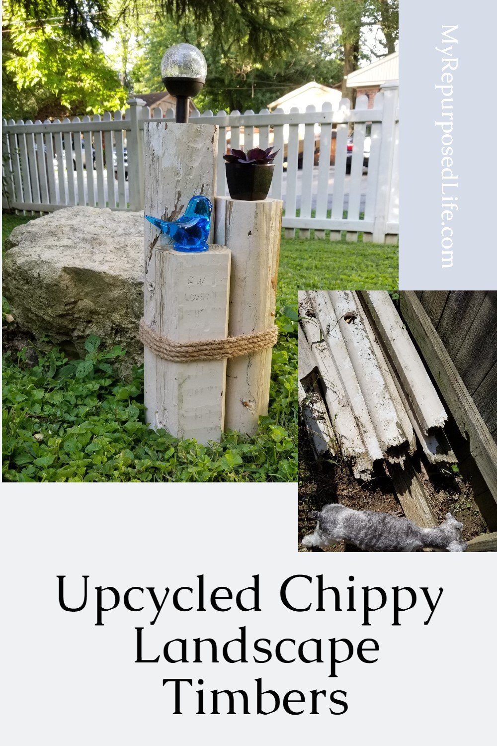 How to use reclaimed wood to make a landscape timber solar light. Easy step by step tutorial. This solar light is great for porch, patio or yard. #repurposed #MyRepurposedLife #reclaimed #landscapetimber #solarlight via @repurposedlife