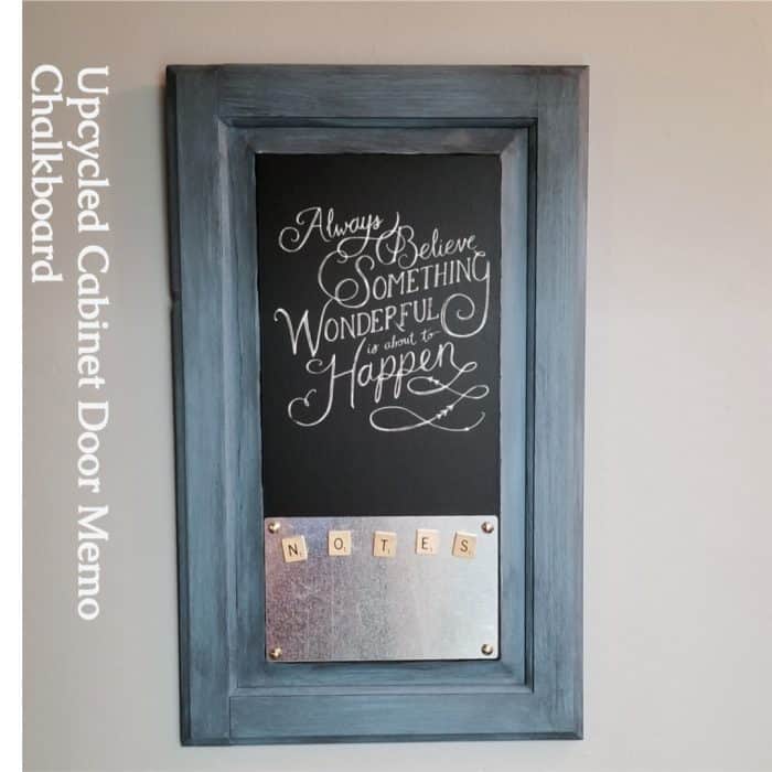 Upcycled Cabinet Door Chalkboard With Magnetic Memo Board