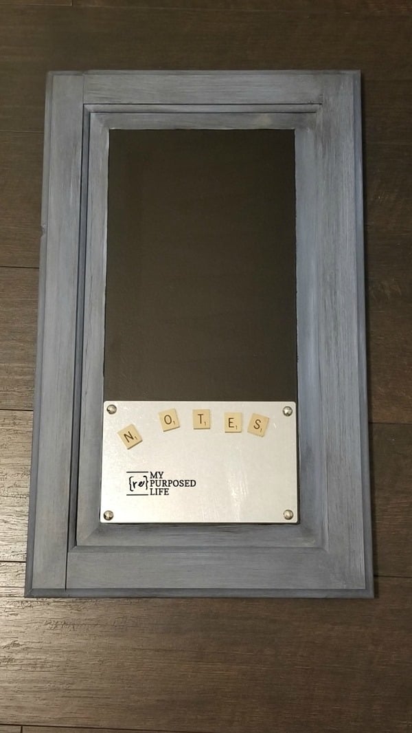 blue glazed cabinet door chalkboard memo MyRepurposedLife
