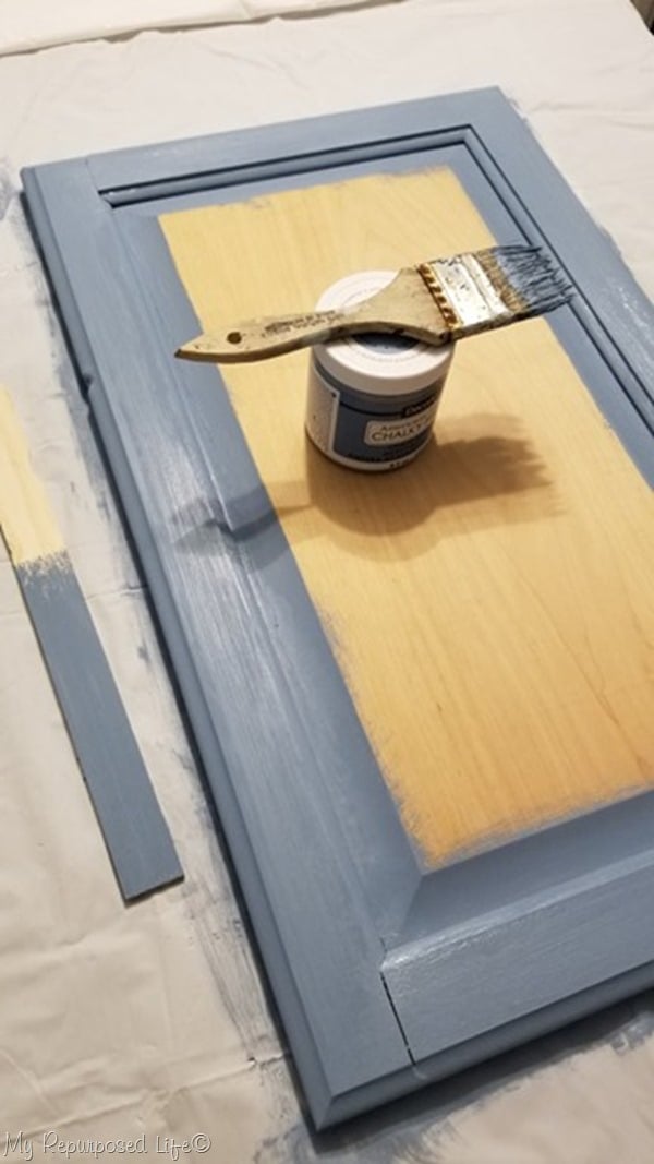decoart chalky paint blue cabinet door chalkboard