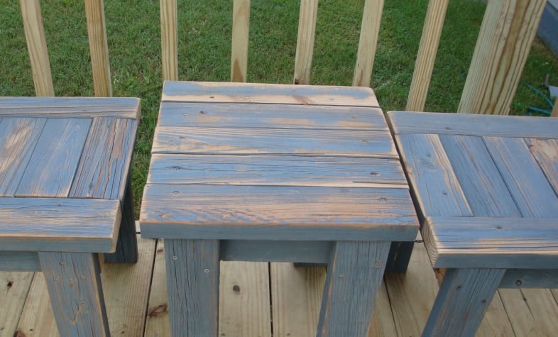 close-up of the distressed wood