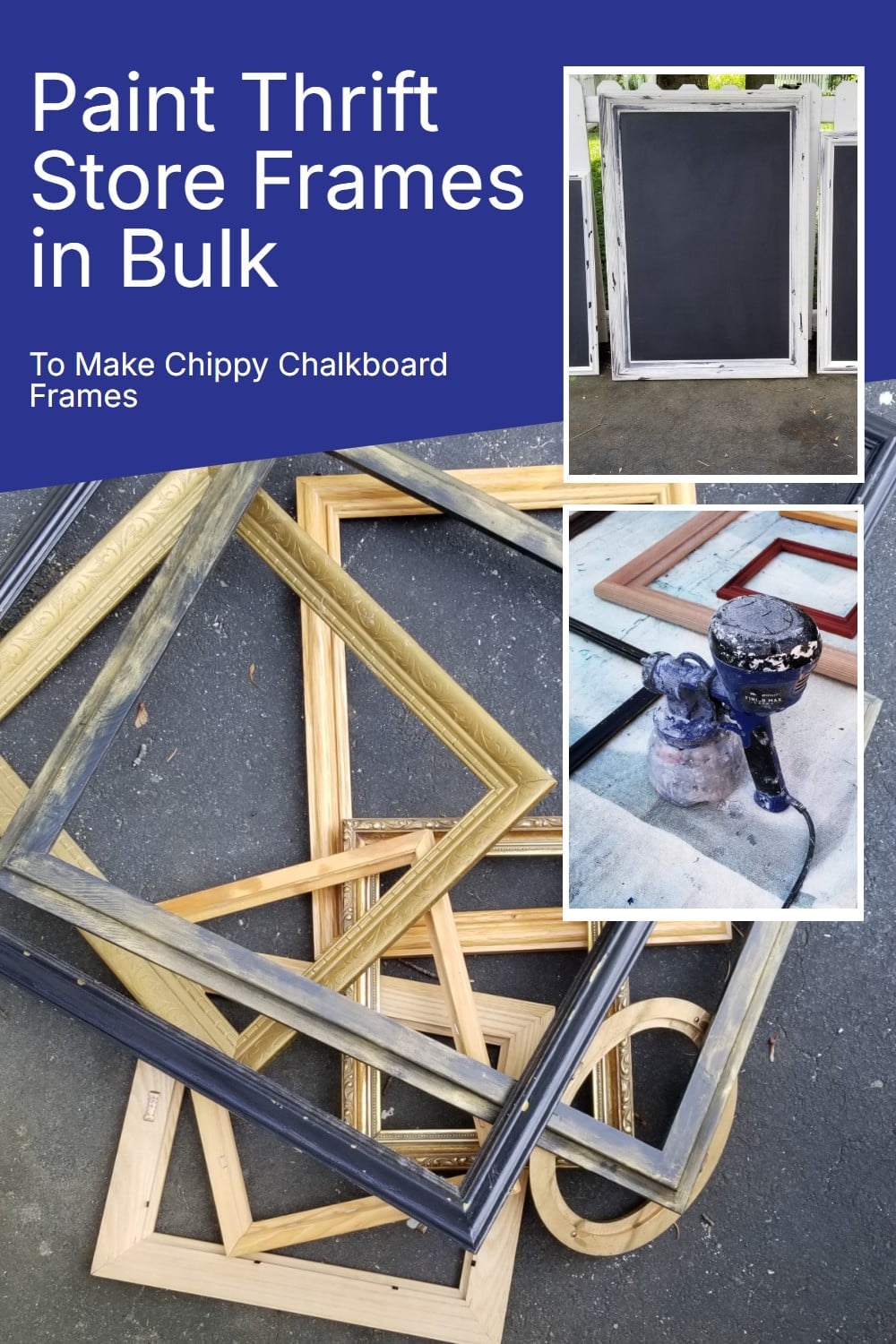paint thrift store frames in bulk to make chippy chalkboards via @repurposedlife
