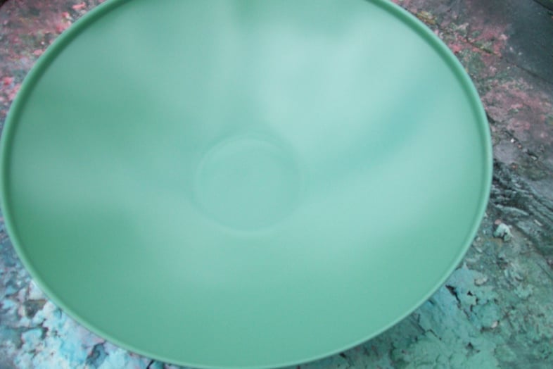 pot lid spray painted green