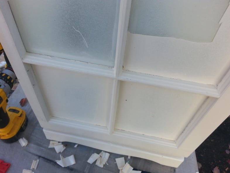 scrape paint on window repurposed nightstand cabinet
